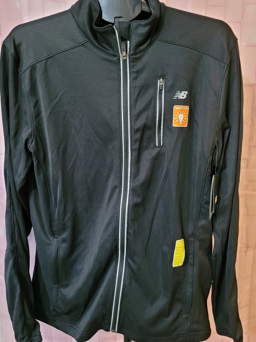 New Balance Black Full-Zip Reflective Performance Jacket